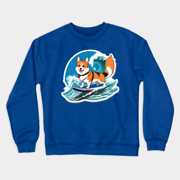 Surfing Corgi Crewneck Sweatshirt by QualityPlusCo